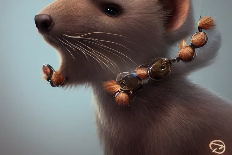 Image similar to marten animal wearing jewlery with cute hairstyle, made by Stanley Artgerm Lau, WLOP, Rossdraws, ArtStation, CGSociety, concept art, cgsociety, octane render, trending on artstation, artstationHD, artstationHQ, unreal engine, 4k, 8k,