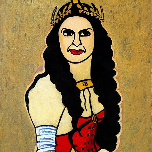 Image similar to thunder rosa, medieval painting, oil painting