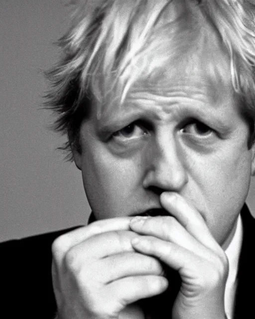 Image similar to film still close - up shot of boris johnson picking his nose from the movie monty python's the meaning of life. photographic, photography