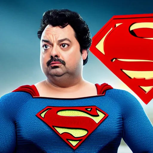 Prompt: Horatio Sanz as superman, movie still, 4K