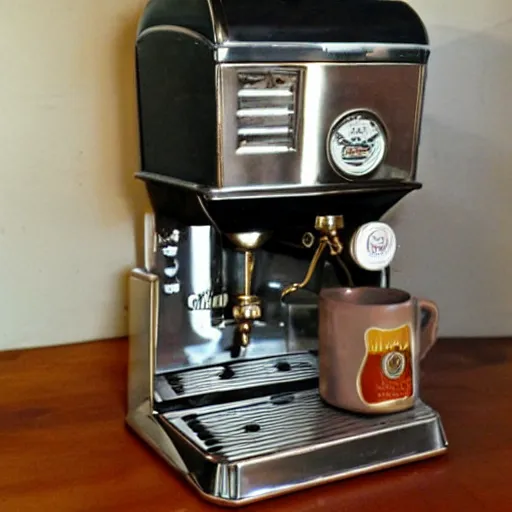 Prompt: vintage coffee machine 7 0's