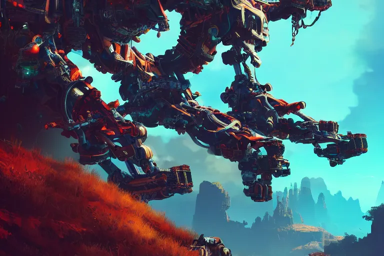 Image similar to scorcher machine mecanical creature robot of horizon forbidden west horizon zero dawn bioluminiscence global illumination ray tracing hdr fanart arstation by ian pesty and alena aenami artworks in 4 k