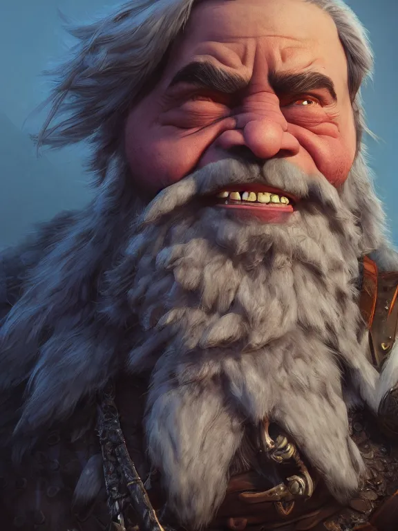 Prompt: Jovial High Fantasy Dwarf with his Raven, RPG Portrait Reference, Oil Painting, Trending on Artstation, octane render, Insanely Detailed, 8k, HD