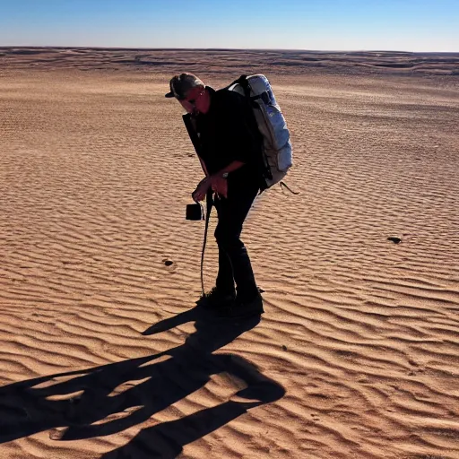 Prompt: gary busy lost in the navada desert