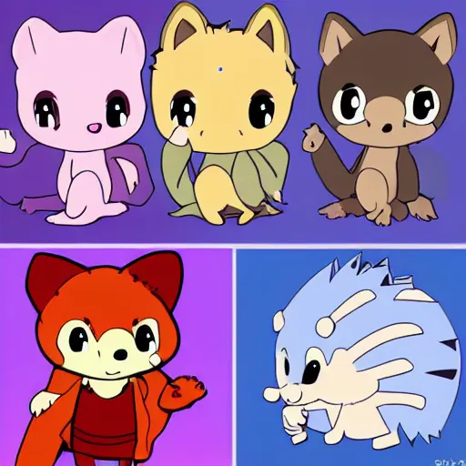 Image similar to baby hedgehogs in the style of cute anime