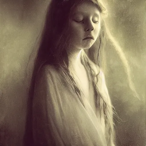 Image similar to pale ghost girl, by mikko lagerstedt, by gaston bussiere, by jean deville, cinematic lighting