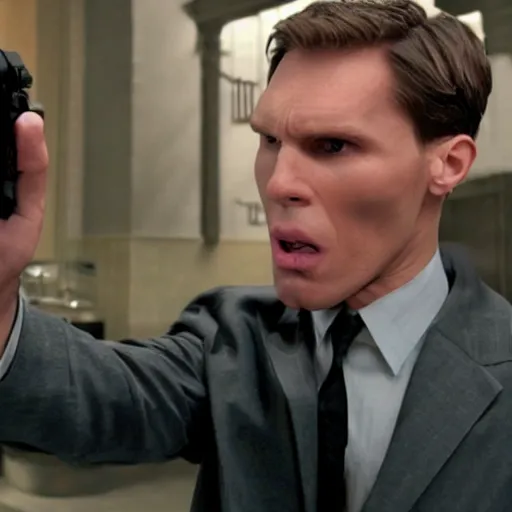 Image similar to Live Action Still of Jerma985 in Men in Black, real life, hyperrealistic, ultra realistic, realistic, highly detailed, epic, HD quality, 8k resolution, body and headshot, film still