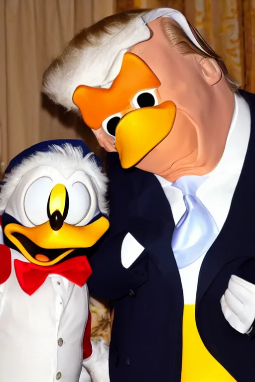 Image similar to donald trump and donald duck as cojoined twins