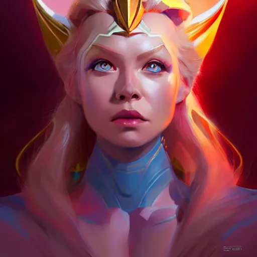 Image similar to portrait of she - ra, highly detailed, digital painting, artstation, concept art, illustration, by ken saito, lya pilnev, siwoo kim, christophe young, anna podedworna, yin zhen chu, zeronis, magdalena radziej,