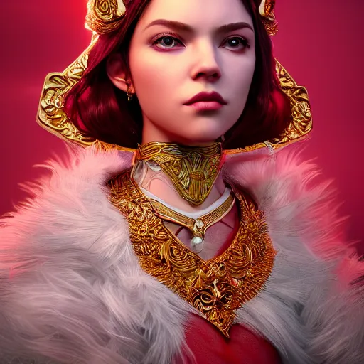 Prompt: portrait of wonderful princess of ruby with fair skin, ornate 8 k gorgeous intricate detailed, accent lighting, dramatic cinematic lighting, octane render