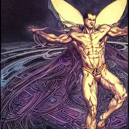 Prompt: a powerful psychic man emitting psychic power, psychic, psychic powers, detailed, highly detailed, hyper detailed, aesthetic!, trending on artstation, artstation, trending on tumblr, by Barry Windsor-Smith, fantasy, fantasy aesthetic!,