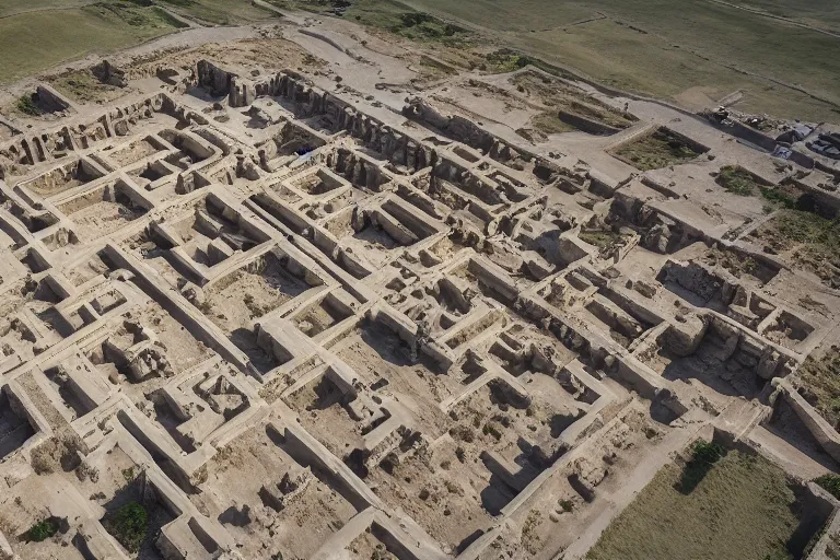 Prompt: ancient sumerian city, high detail overview drone photography