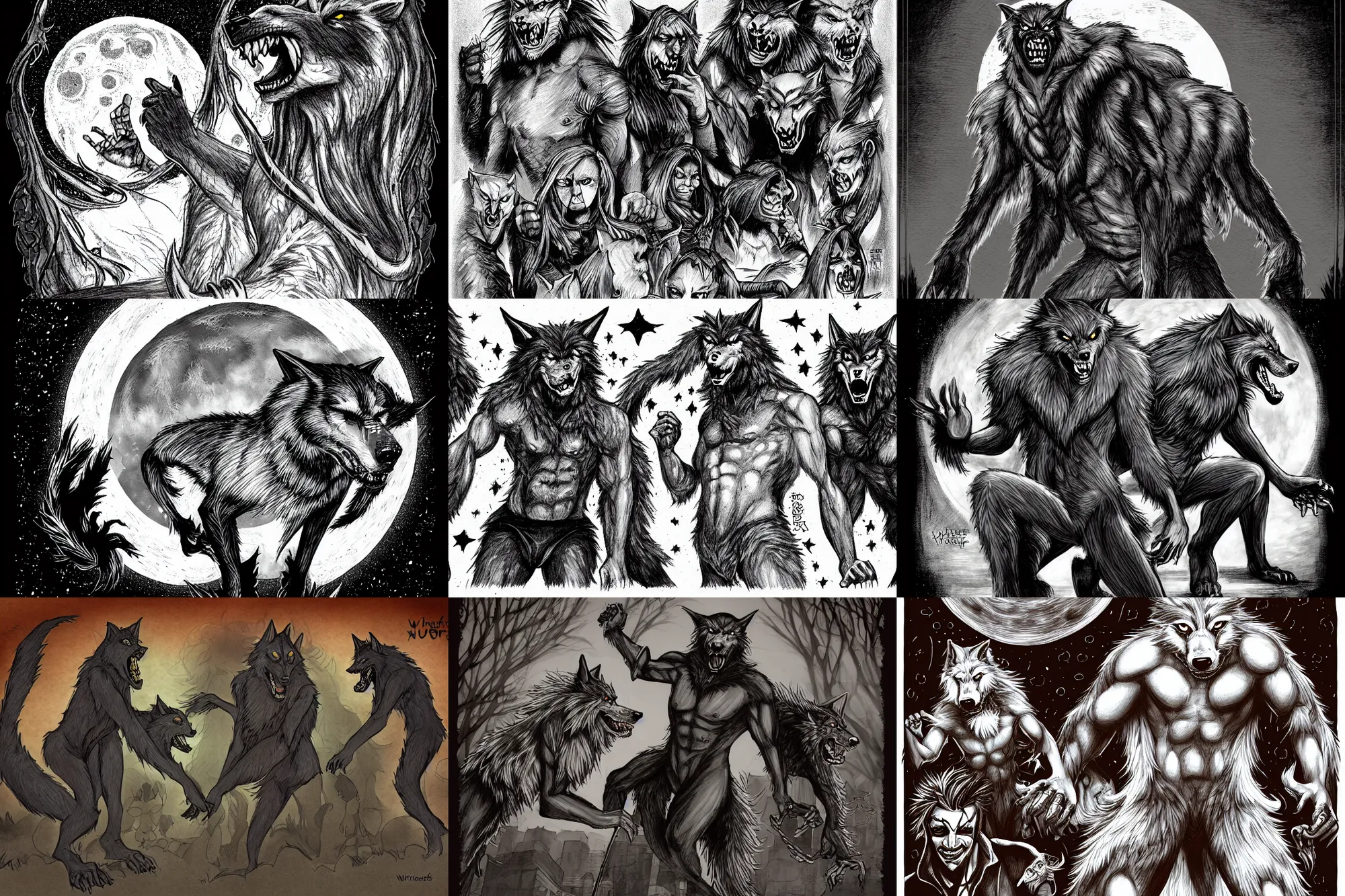 Image similar to illustration of werewolves at midwest furfest, chronicles / new world of darkness ( by white wolf )