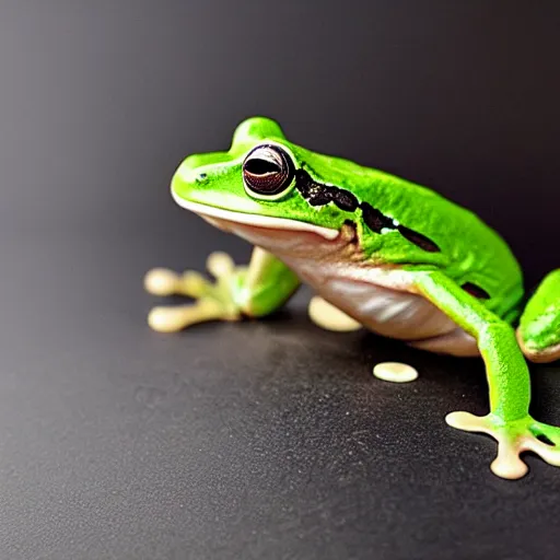 Image similar to a frog emerging from under bath of yogurt and milk