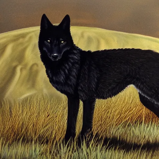 yellow eyed black wolf