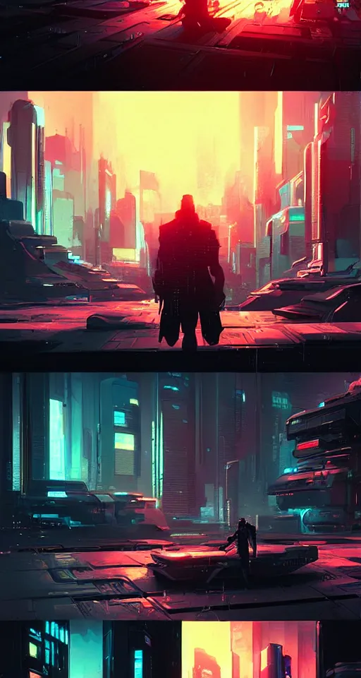 Image similar to Sci-Fi cyberpunk Comic page made up of art by the best artists Trending on Artstation. Paneling style by Bill Sienkiewicz. Octane render, Raytracing, 3d masterpiece, fantastic lighting by James Gurney.. Slice-of-life mundane genre.