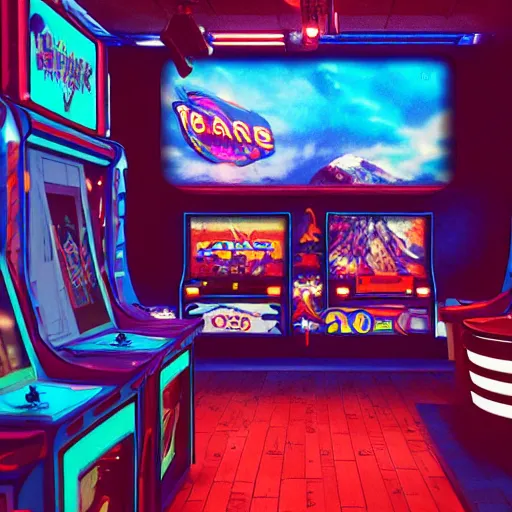 Image similar to 1990s arcade machine, octane render, unreal engine, digital art, Artstation, Trending on Artstation, Artstation HQ, Artstation HD, cgsociety, Pinterest, 8k , close up to the screen, wide angle, godrays, volumetric, reflections, cinematic, epic, creative, coherent, 3D Render,