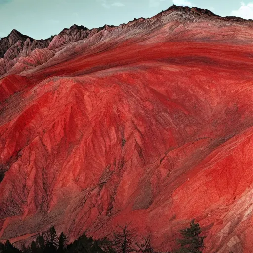 Image similar to red mountains of death and pain and suffering and suffocating and bitterness