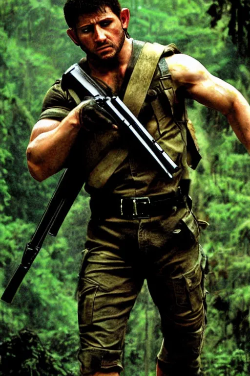 Image similar to chris redfield in rambo ( film series ), realistic photo