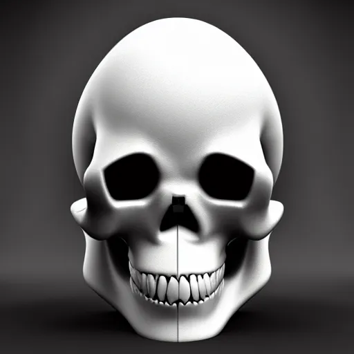 Image similar to a white cartoonish shaped skull with two holes in it, an ambient occlusion render, trending on zbrush central, photorealism, rendered in maya, ambient occlusion, zbrush.