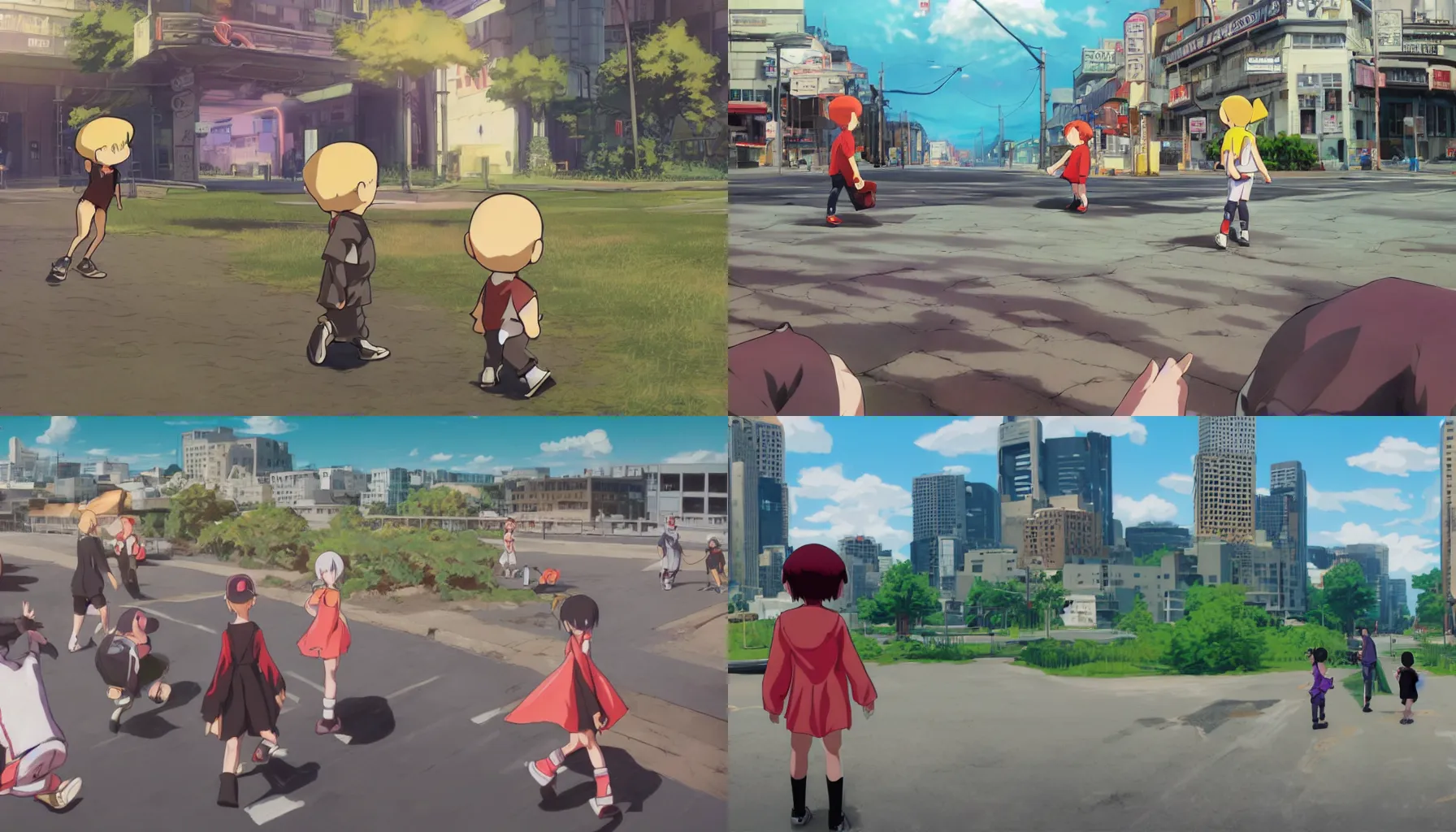Prompt: concept art for Earthbound 2 as a Third Person anime action rpg game on Unreal engine 5, Outstanding VFX, Highly Detailed, Vibrant, created by Nintendo + Arc System Works + Studio Gainax