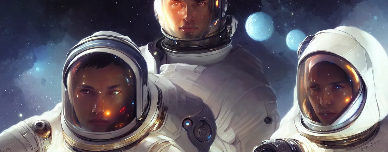 Image similar to Spaceman man futuristic portrait, highly detailed, digital painting, artstation, concept art, smooth, sharp focus, illustration, art by artgerm and greg rutkowski and alphonse mucha