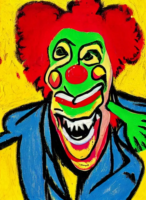 Prompt: ugly vomiting clown in the style of ernst ludwig kirchner