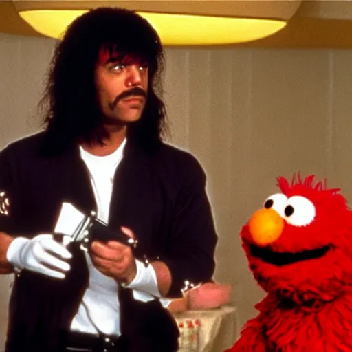Prompt: elmo as jules in pulp fiction