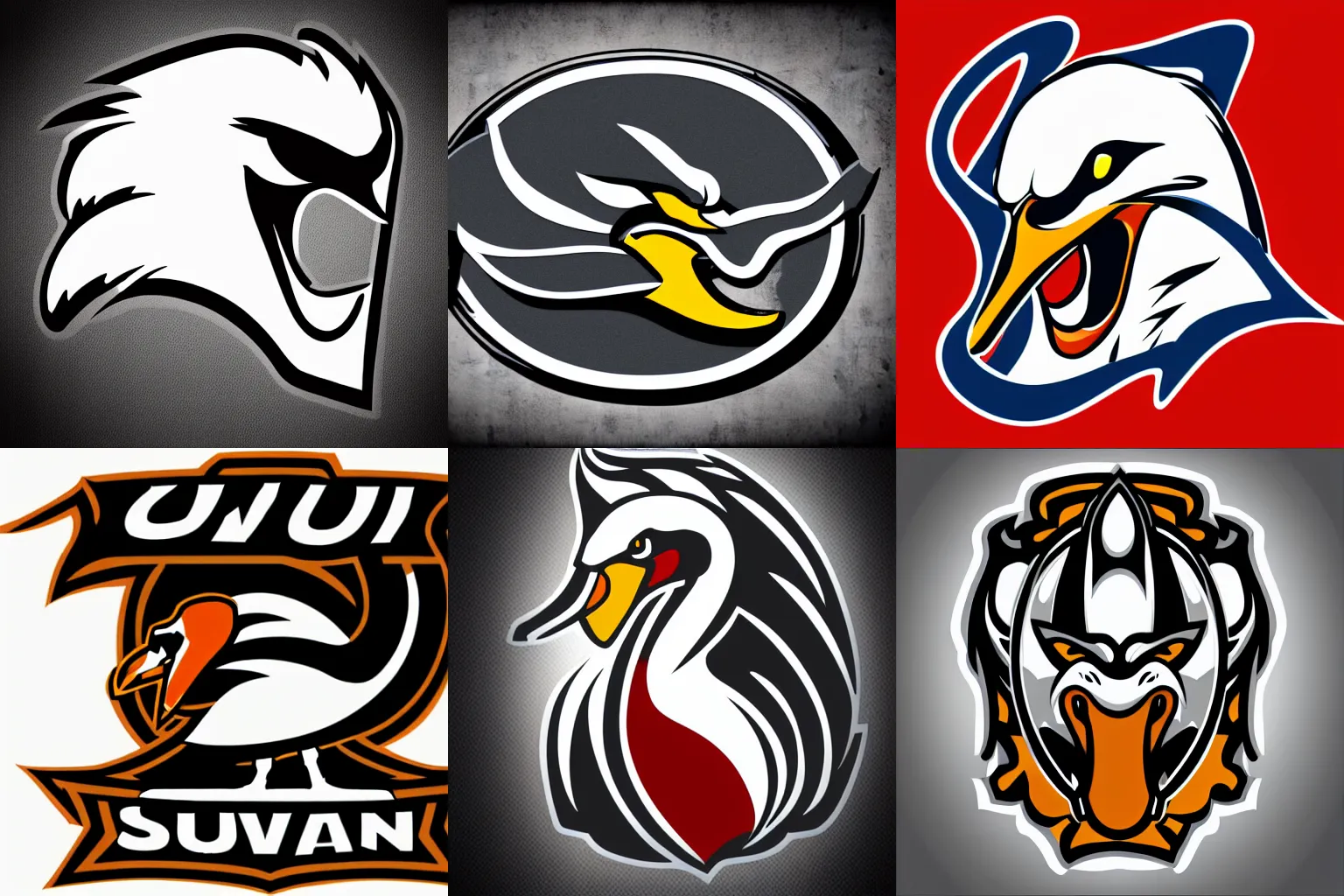 Prompt: beautiful vector detailed logo of an angry swan digital art nfl style