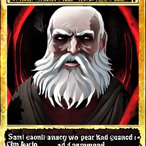 Prompt: dark, evil necromancer with the face of a kind gentle wise old man