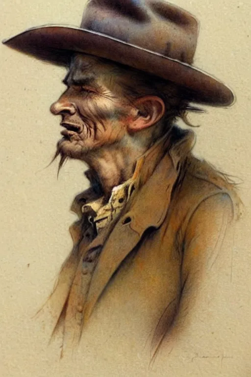 Image similar to (((((1950s wold west cowboy . muted colors.))))) by Jean-Baptiste Monge !!!!!!!!!!!!!!!!!!!!!!!!!!!