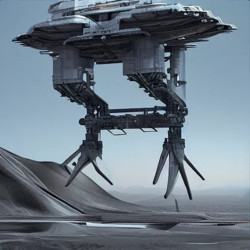 Image similar to Sci-Fi industrial futuristic Brutalism huge carrier vehicle desert