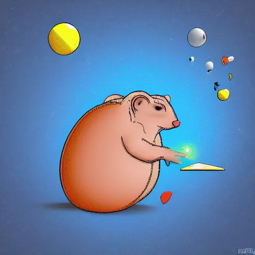 Prompt: a fat sand mouse conducting a physics research, colorful digital art, highly detailed, photorealistic art, award winning,