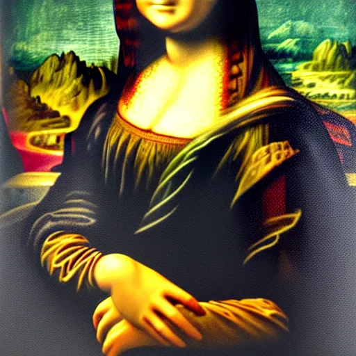 Prompt: mona lisa painting, masterpiece, hyperrealistic, highly detailed, artstation, hd, 8 k