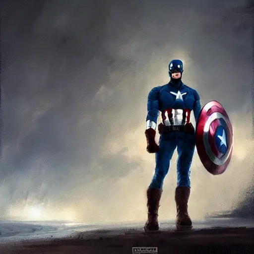 Image similar to captain america mourning for the fallen people art, by greg rutkowski