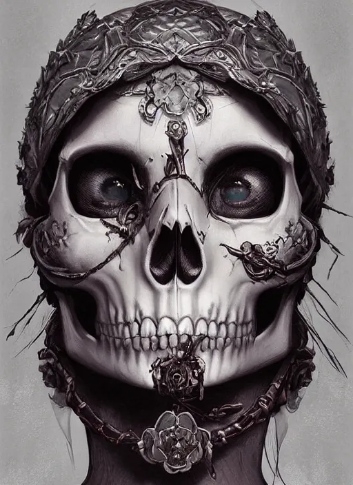 Image similar to digital _ painting _ of _ a beautiful skull girl _ by _ filipe _ pagliuso _ and _ justin _ gerard _ symmetric _ fantasy _ highly _ detailed _ realistic _ intricate _ port