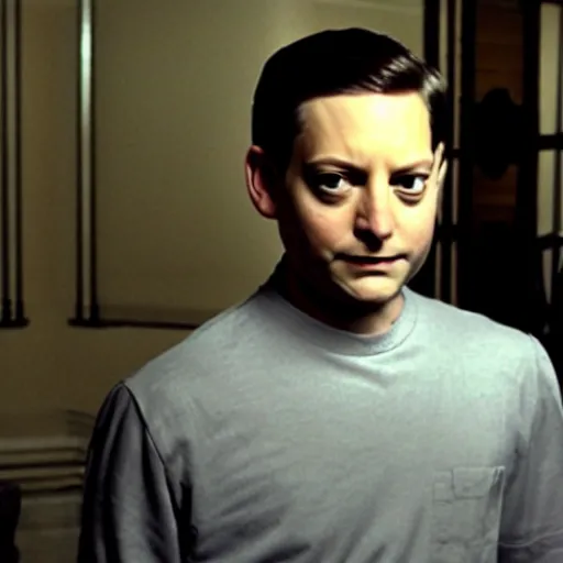 Image similar to evil tobey maguire, cinematic lighting