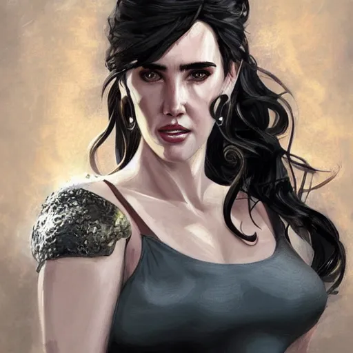 Prompt: a portrait painting of Jennifer Connelly as diva by Stjepan Sejic