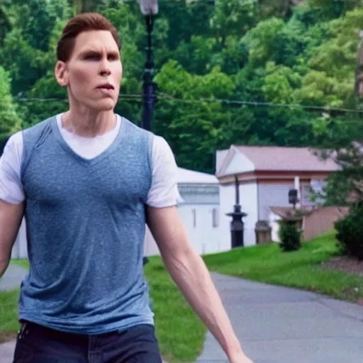 Prompt: Live Action Still of Jerma in 21 Jump Street, real life, hyperrealistic, ultra realistic, realistic, highly detailed, epic, HD quality, 8k resolution, body and headshot, film still