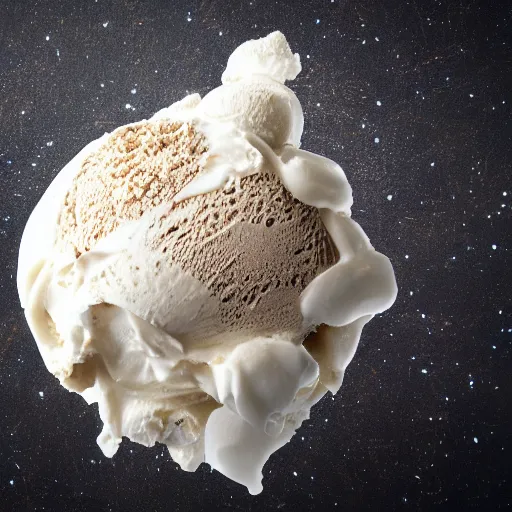 Image similar to earth made of ice cream, in a cone, which is melting under the heat