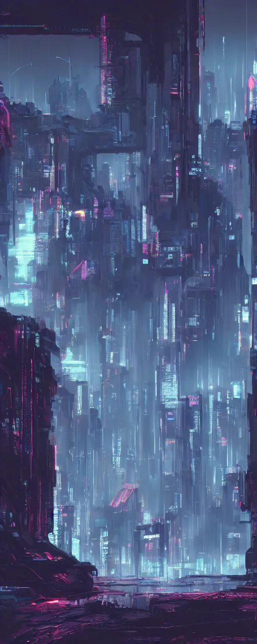 Prompt: cyberpunk landscape, synth, concept art