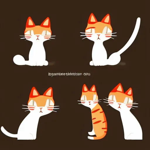 Image similar to Cartoon cat set with different poses and emotions. Cat behavior, body language and face expressions. Ginger kitty in simple cute style, isolated vector illustration.