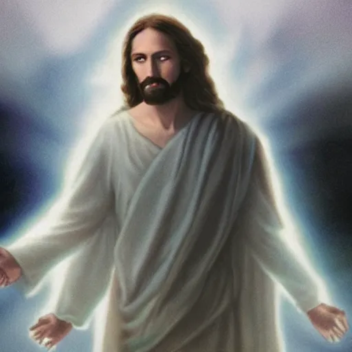 Image similar to Photo of Jesus returning to earth from the clouds