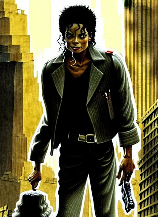 Image similar to masterpiece concept art, michael jackson stars in i am legend, by greg rutkowski and geof darrow, 8 k, intricate detail, cinematic lighting