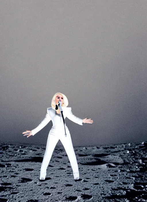 Prompt: lady gaga singing on the moon