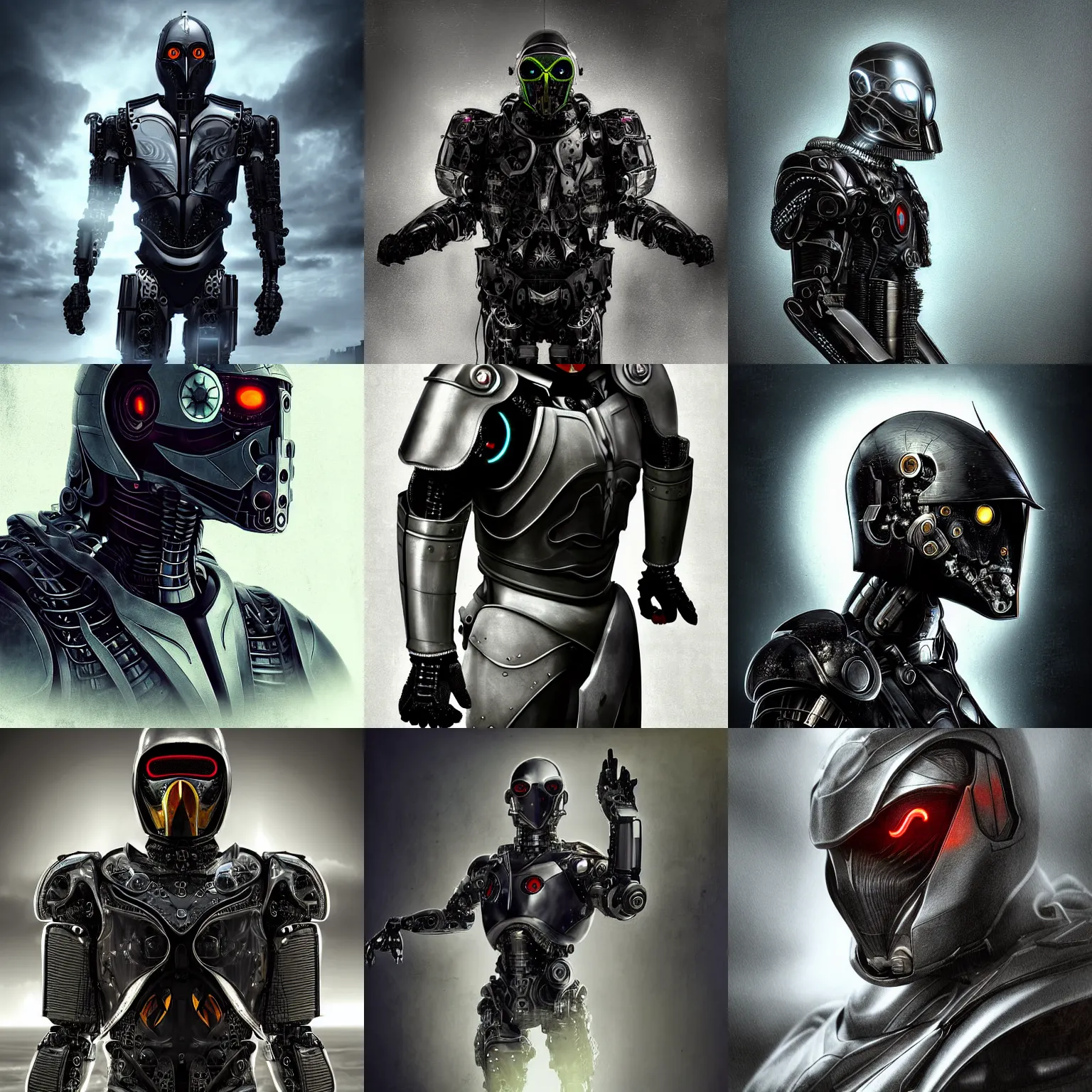 Prompt: cyborg crow in cybernetoc armour, portrait, digital art, studio, realistic reflections, ominous lighting, photorealistic render