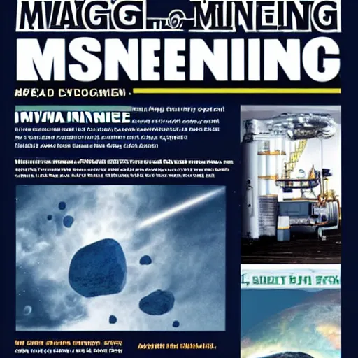 Image similar to magazine advertisement for asteroid mining equipment