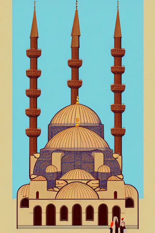 Image similar to mosque in istanbul, illustration, in the style of katinka reinke