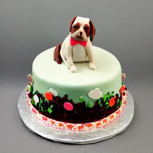 Prompt: chocolate cake dog, pitbull terrier cake, sprinkles