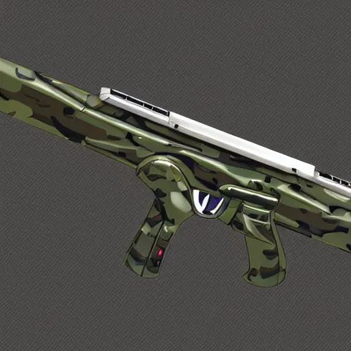 Image similar to a realistic looking photon rifle from Phantasy Star Online, high detail, high contrast, desert camouflage